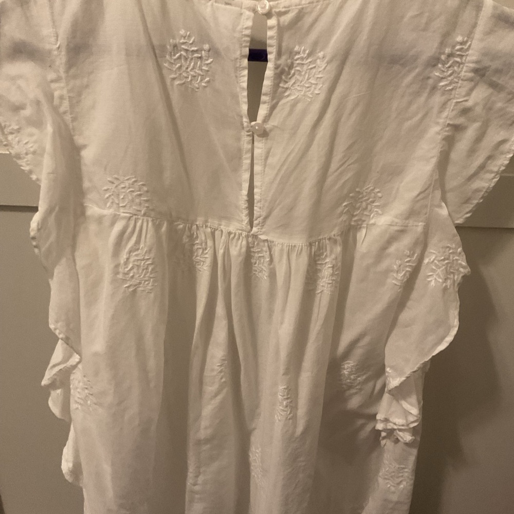 White Ruffled Beachy Blouse - Picture 2 of 4